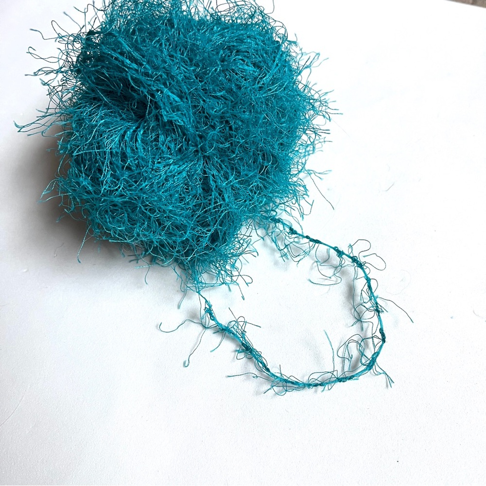 Teal Eyelash Textured Yarn. Fun! Bright! Fuzzy!